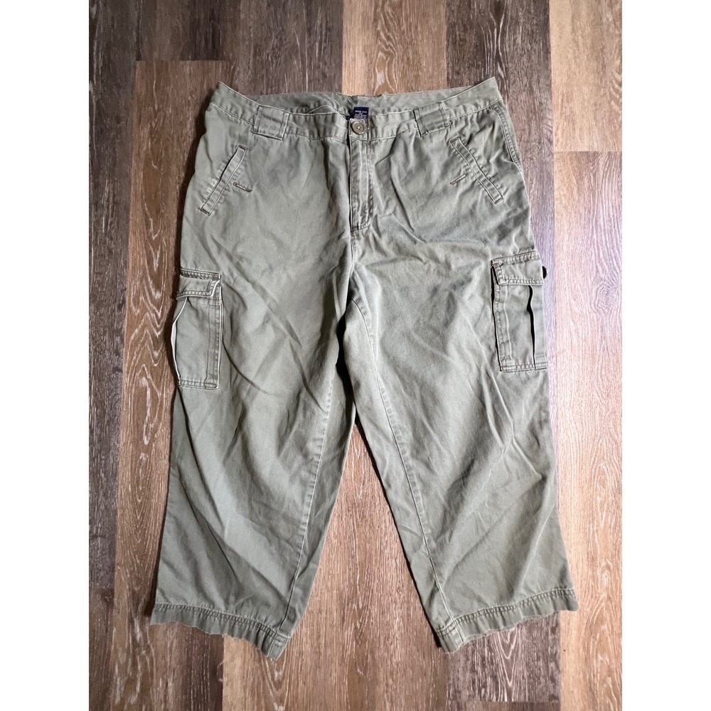 Venezia‎ Jeans Cargo Pants Womens 18 Green Good Cotton Cropped Utility Mid Rise